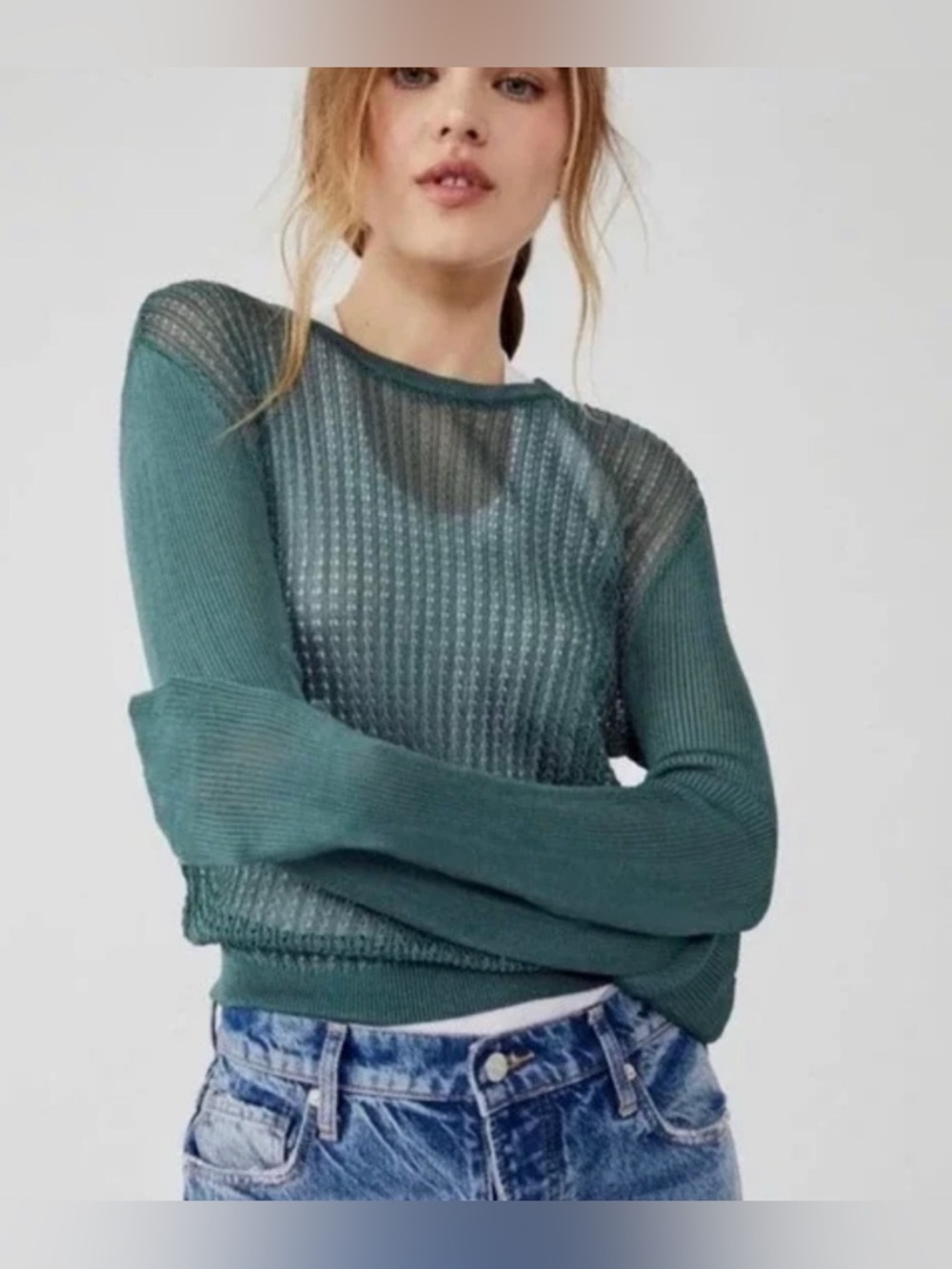 Free People H2O crew pullover  long sleeve top Size Large NWT